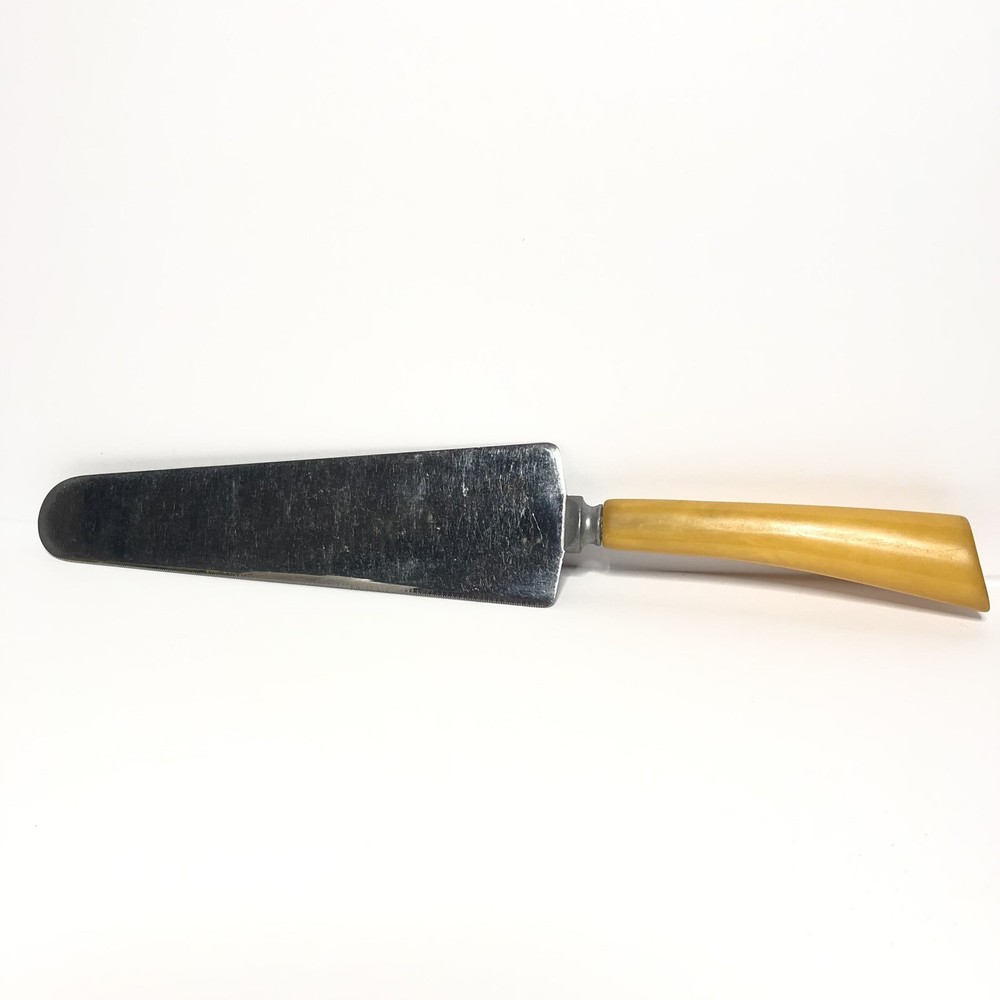 Vintage Butterscotch Bakelite Cake Pie Serving Knife with Serrated Edge