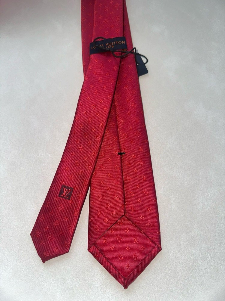 Louis Vuitton Men's Monogram Tie Red Slim Full Packaging