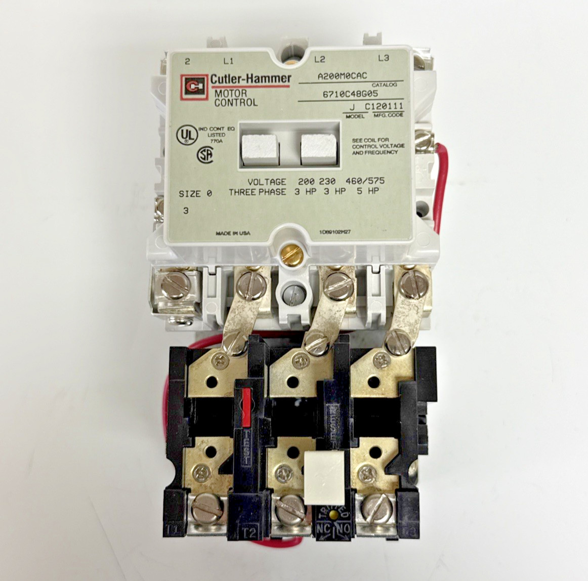 Eaton Cutler-Hammer A200M0CAC Size 0 Non-Reversing Starter 3-Pole 120V Coil