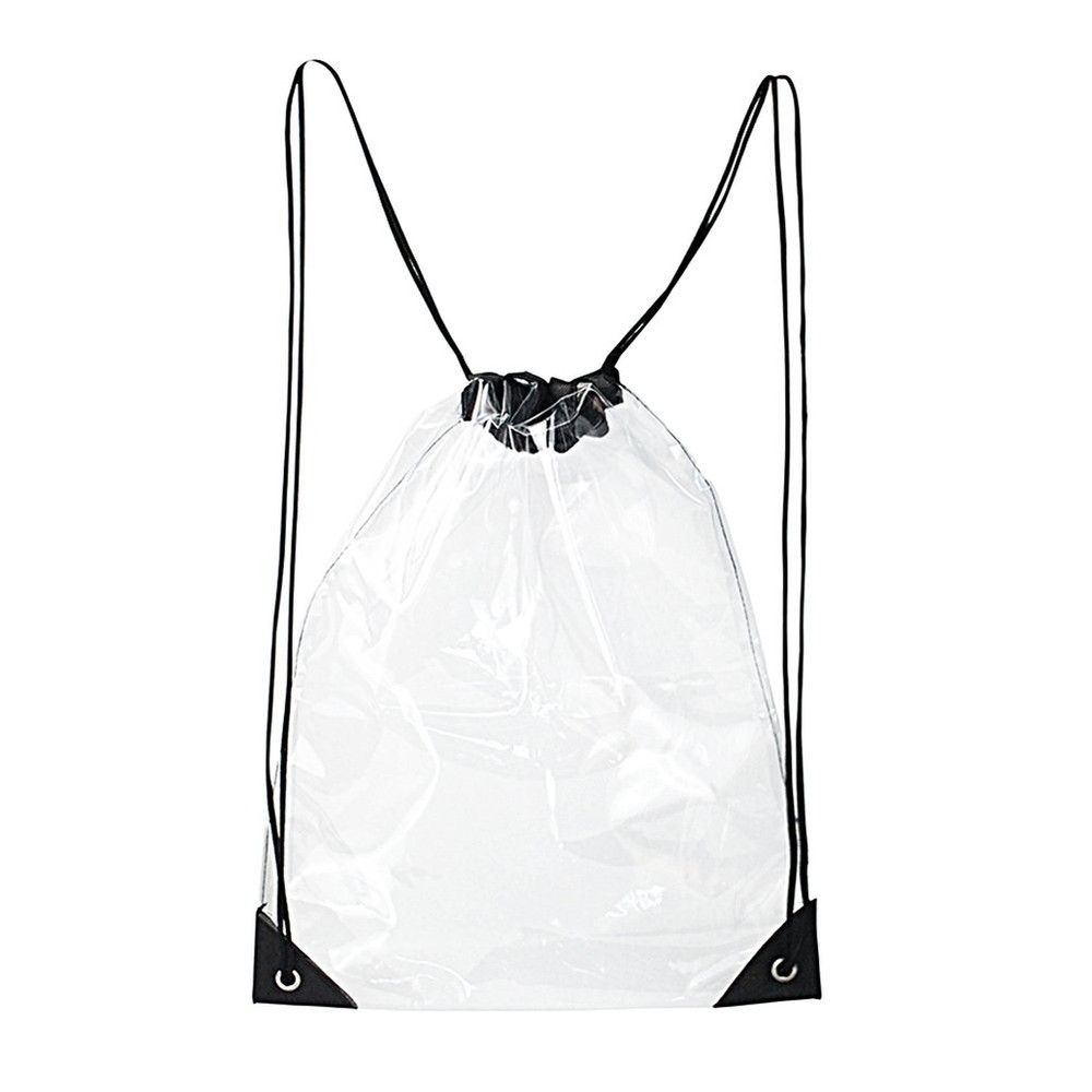 Clear Drawstring Bag Waterproof Stadium Drawstring Backpack Black