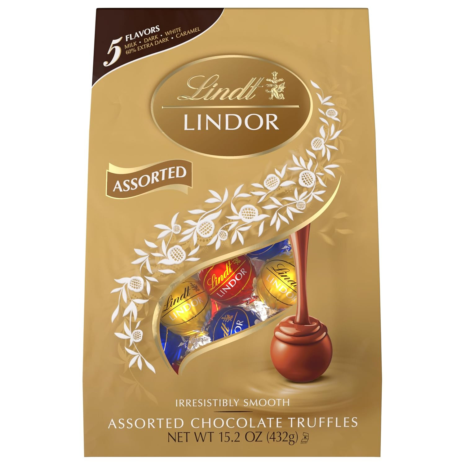Lindt LINDOR Assorted Chocolate Candy Truffles, Chocolate with Smooth, Melting T