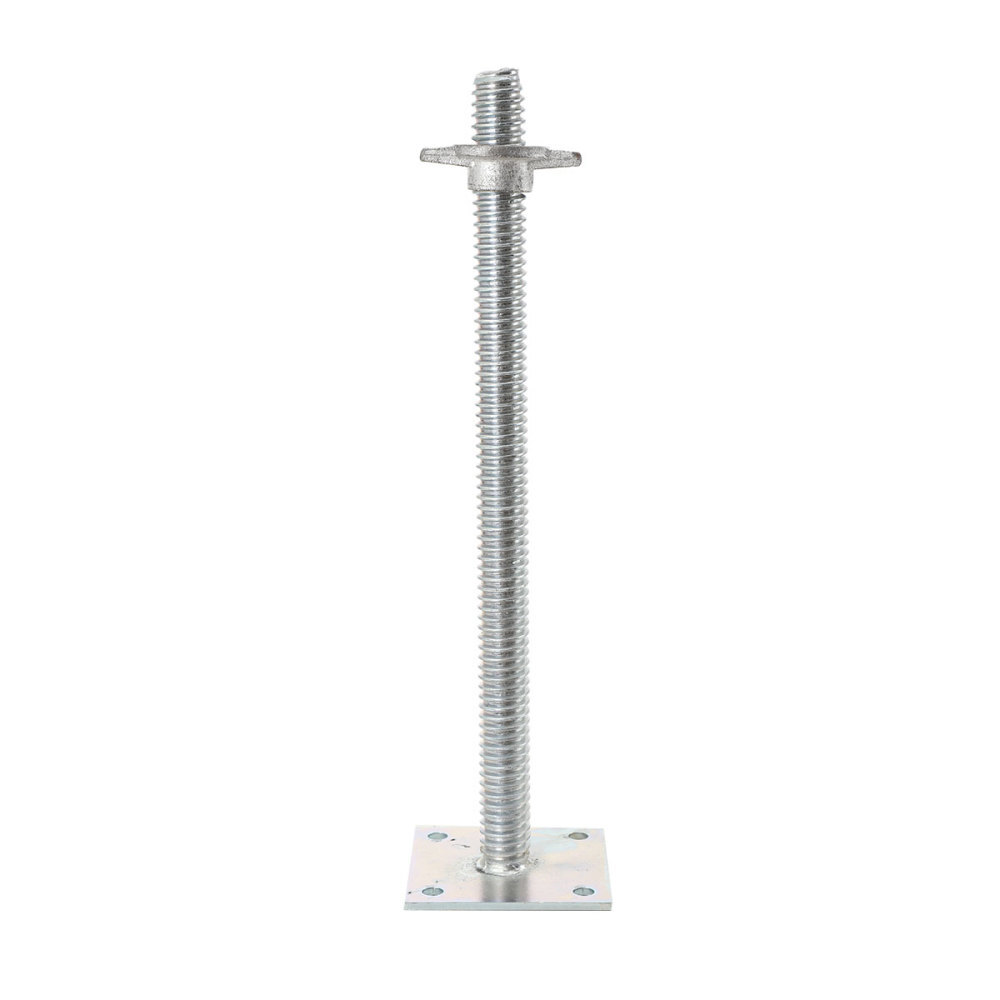 4 Pack 18" Scaffolding Leveling Jack with Base Plate Screw Solid Stem Adjustable
