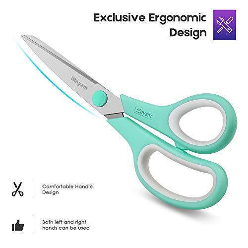 Scissors,8" Multipurpose Scissors Bulk Ultra Sharp Shears,3Pack,Mint,Grey,Purple