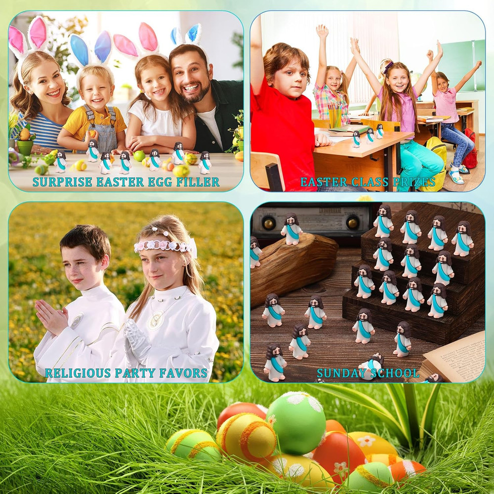 Barydat 200 Pack Mini Jesus Figurines Bulk Easter Tiny Jesus Figures Pocket Rubb