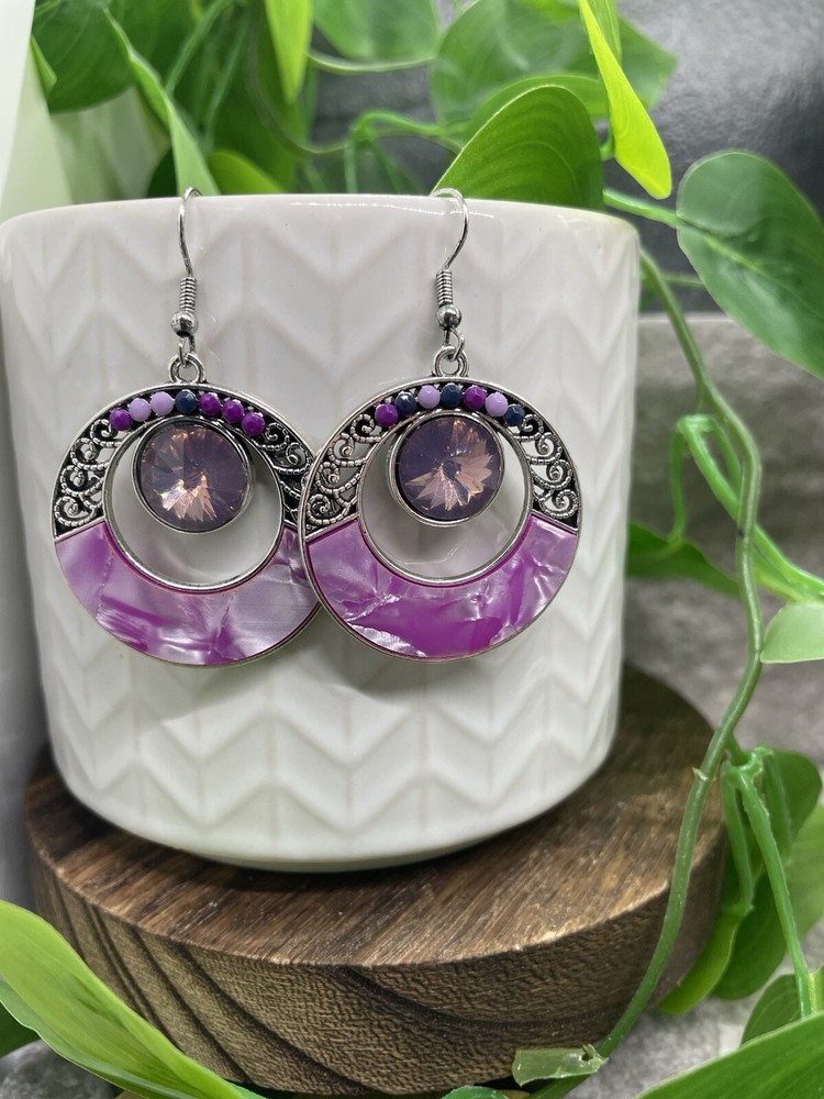 2” Silver-tone Boho Bead Dangle Earring Set  New Free Ship B4249