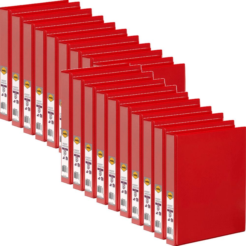 NEW Marbig Clear View Insert Ring Binder Folder 2D 25mm A4 Red 20 Pack