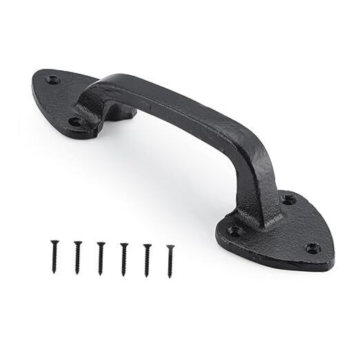 Barn Door Handles Gate Handle, 7.5 in Rustic Metal Door Pull 1 Pack Black