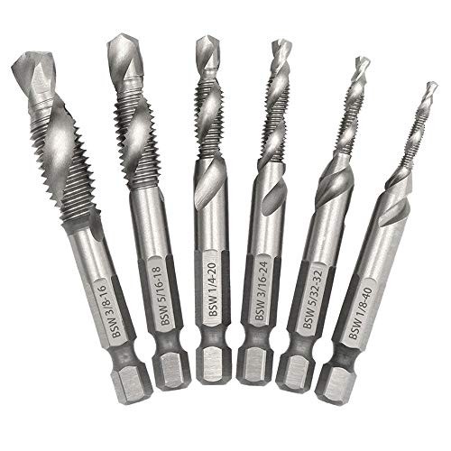 Drill tap combination bit set hex shank six piece