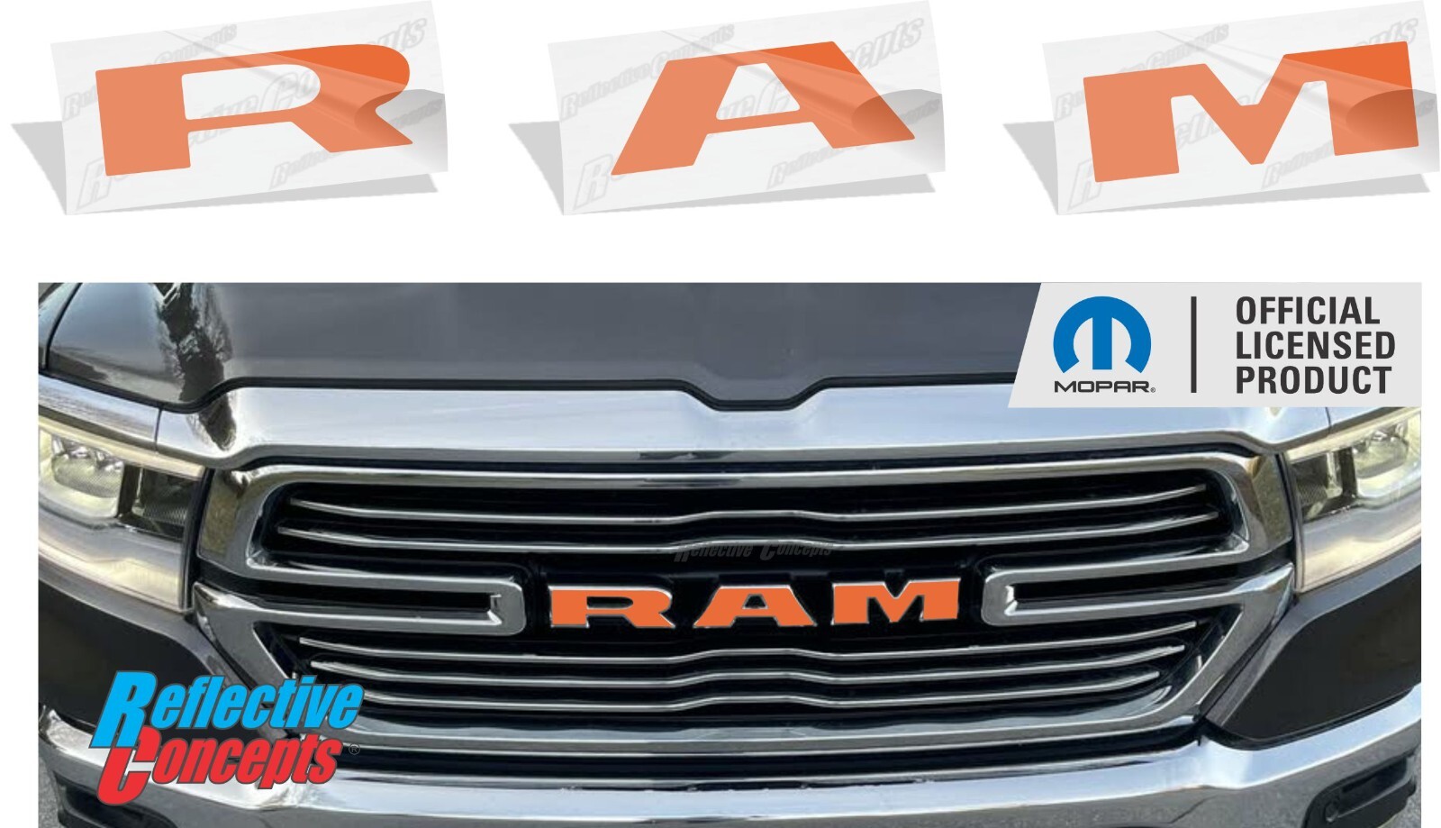 RAM Grille Emblem Overlay Decal Sticker - Fits 2019-2024 Ram 1500