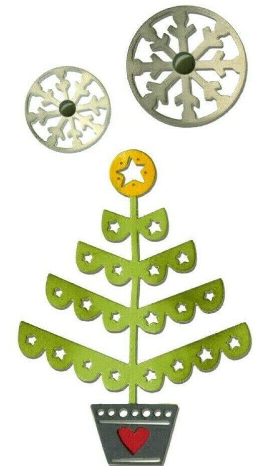 Christmas Tree & Snowflakes Sizzix Thinlits Thin Metal Die Set 660726 NEW!