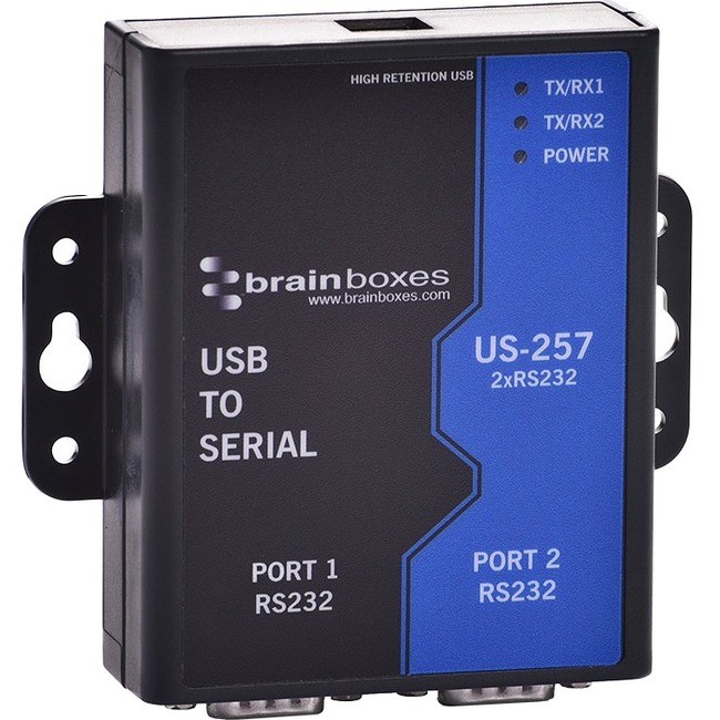 Brainboxes 2 Port RS232 USB to Serial Adapter (us257)