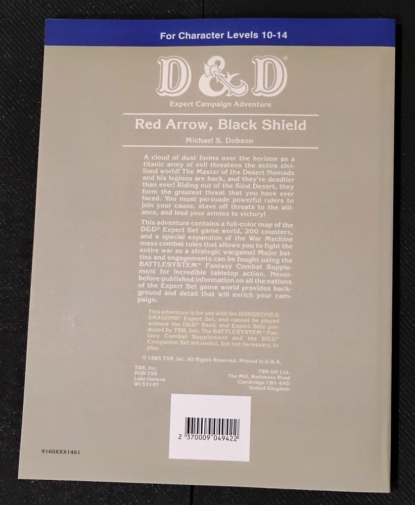 RED ARROW, BLACK SHIELD BASIC D&D MODULE X10 - Reprint Dungeons & Dragons TSR