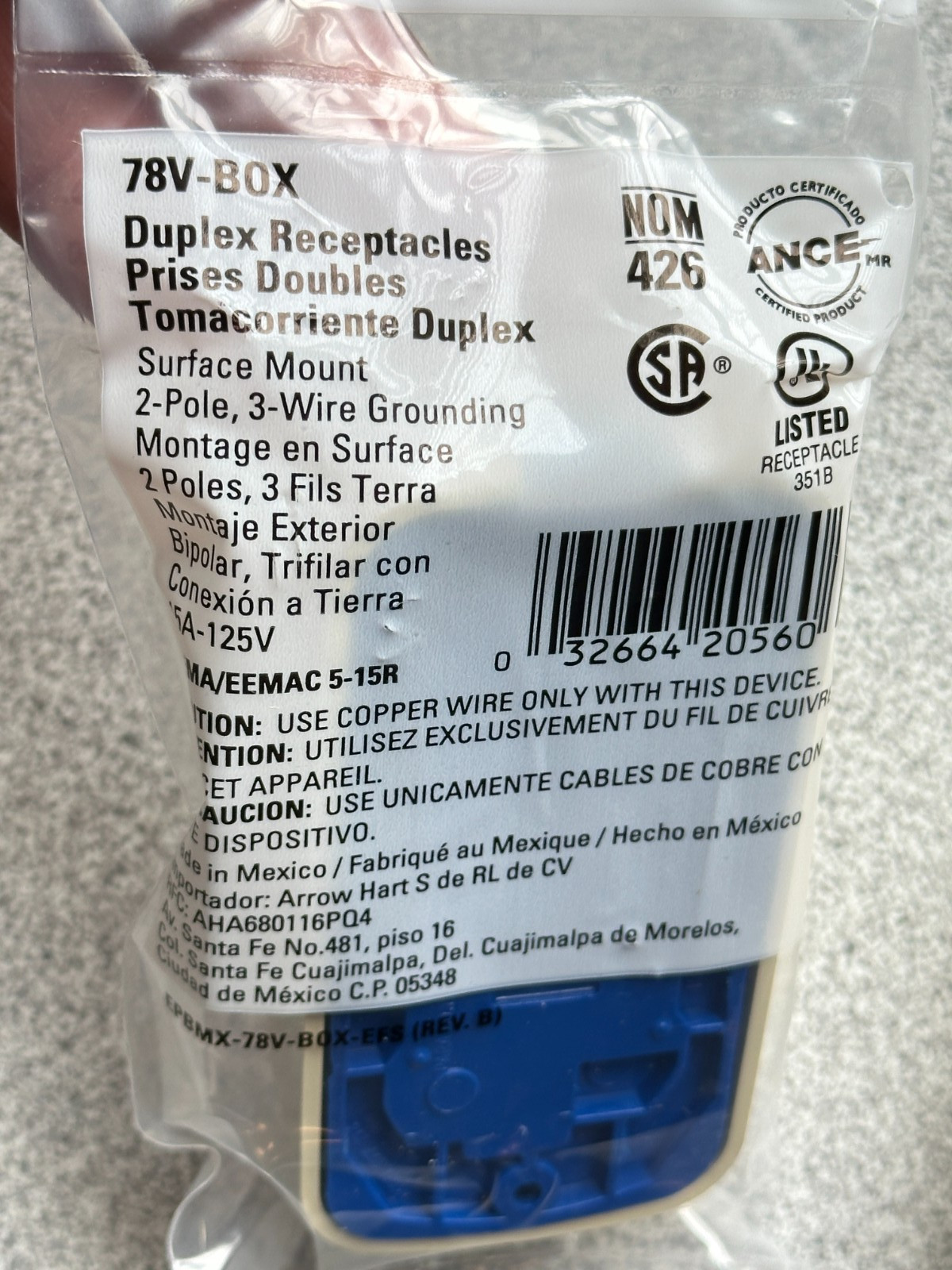 NEW Lot of 2 Eaton 78V-BOX Duplex Receptacle Outlet Surface Mount 15A 125V 2P3W