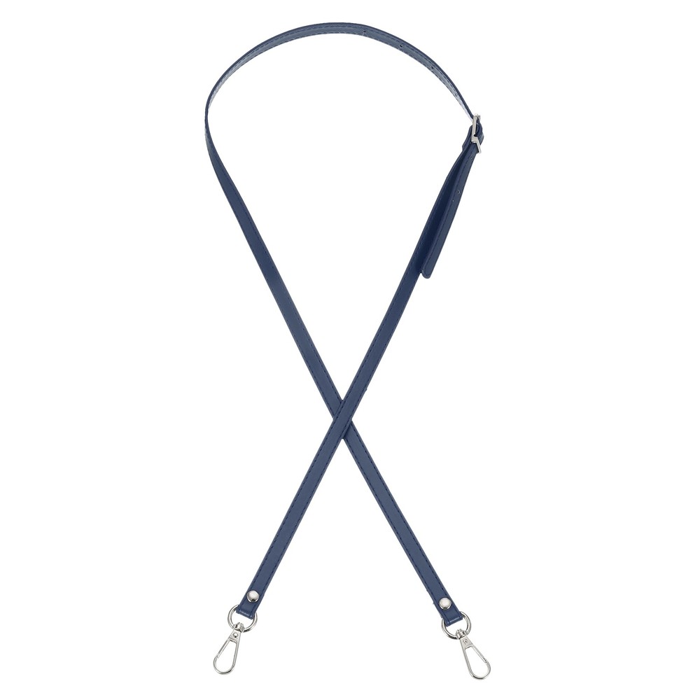 47" Adjustable PU Leather Purse Strap with Silver Hardware Dark Blue