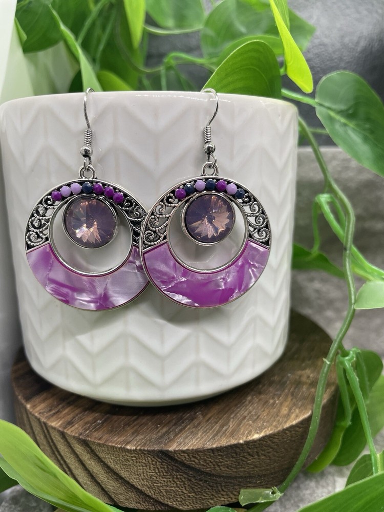 2” Silver-tone Boho Bead Dangle Earring Set New Free Ship B4249