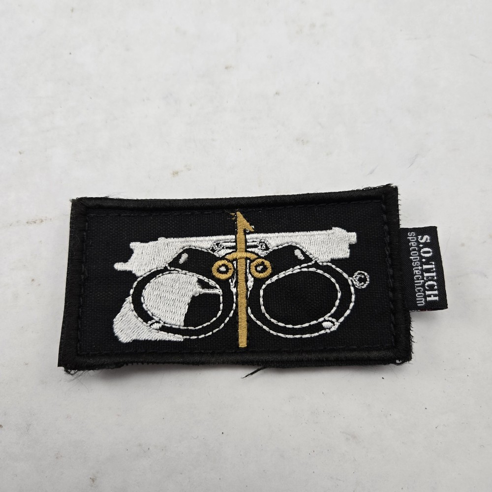 Used S.O. Tech Pistol Morale Patch Tactical Hook Loop Handcuffs