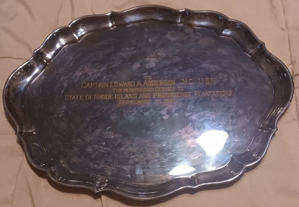 GORHAM SILVER PLATE Monogrammed PLATTER TRAY US NAVY 1960 Captain YC685