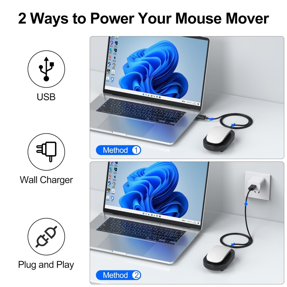 Mouse Jiggler Undetectable with Timer, Driver-Free Mouse Mover Wiggler Random...