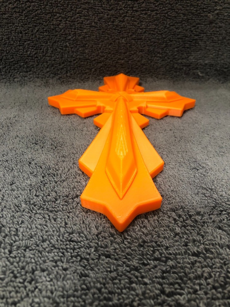 3d Printed Religious Cross Orange (with mounting hardware)