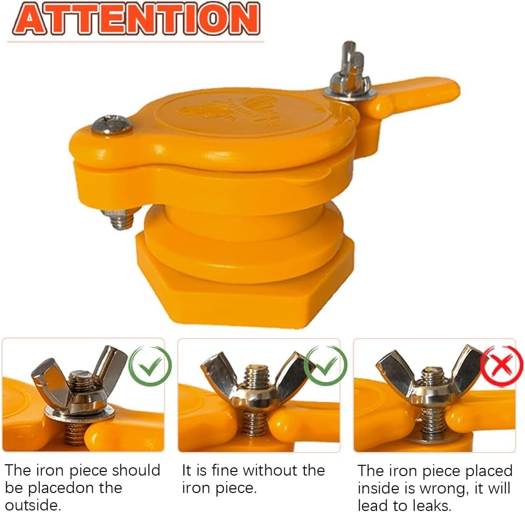Yellow Light Honey Gate Valve Set – 2 Durable Valves for Safe Honey Harvesting