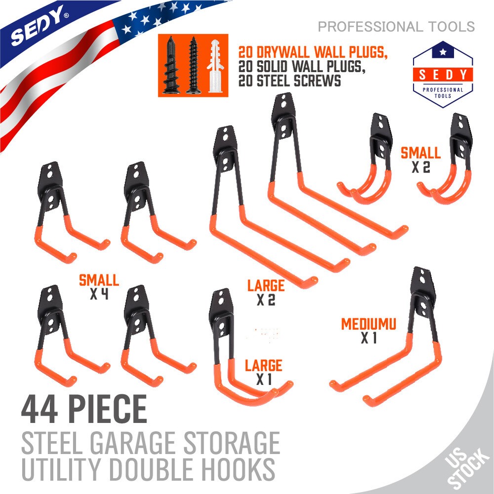 10-Pack Garage Storage Utility Double Hooks Power Tools Ladders Bikes Bulk Items