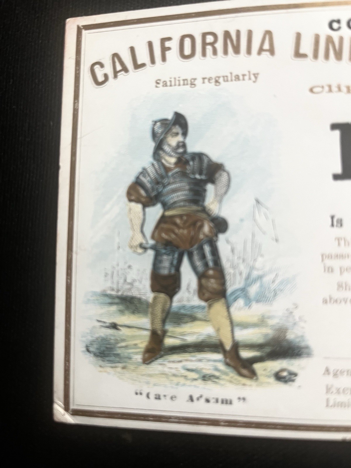 Clipper Ship Card Daring c. 1860 Coleman's California Line San For Francisco