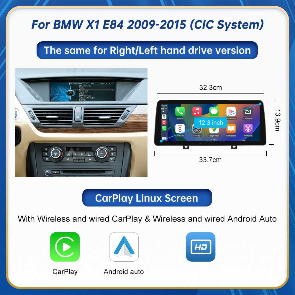 12.3" Carplay Android Auto Wireless Navigation Screen For BMW X1 E84 2009-2015