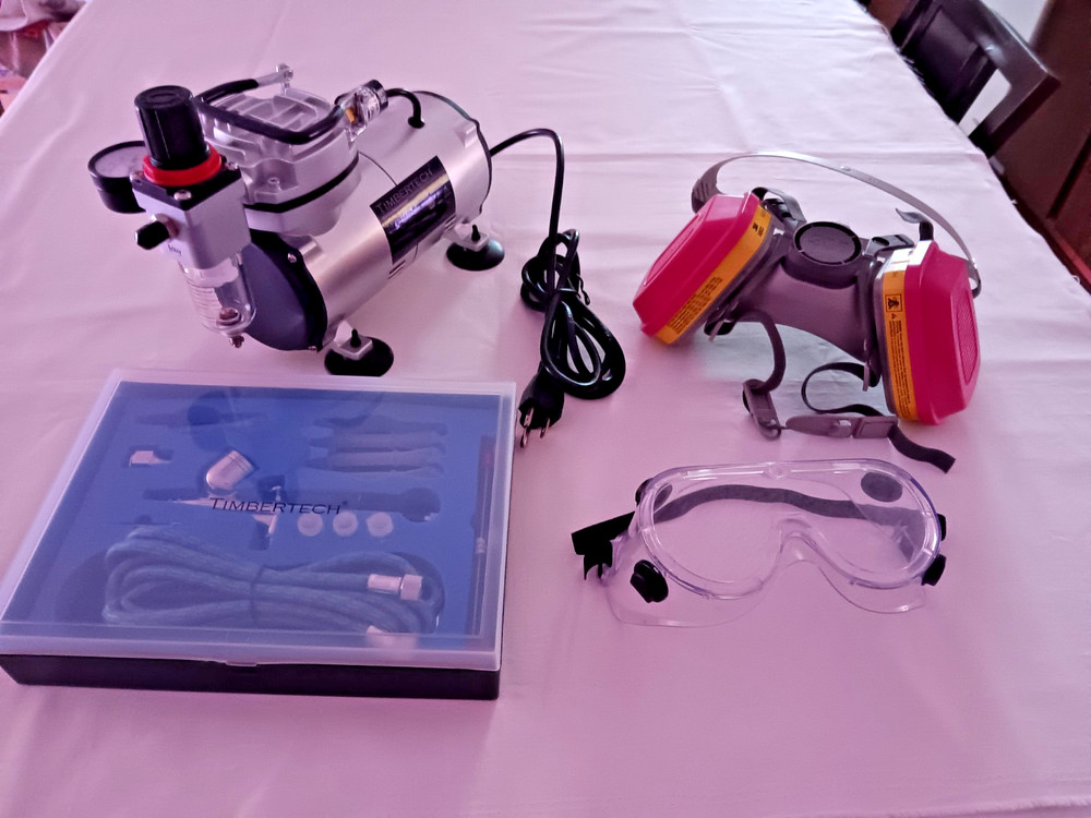 Timbertech Airbrush Compressor Set, Respirator Goggles Instructions, Quick Guide