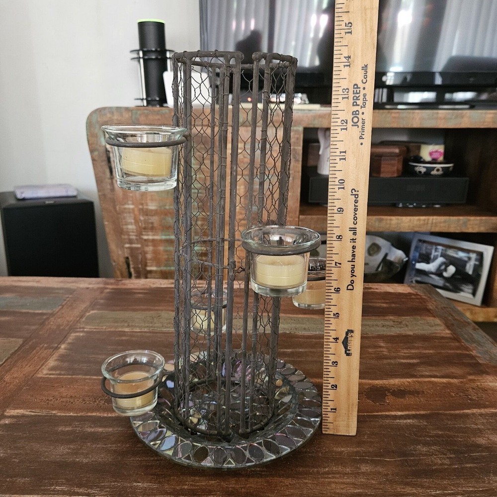 Rustic Metal Tower Includes Mosaic Plate Tea Lights Or Your Own Creativity!