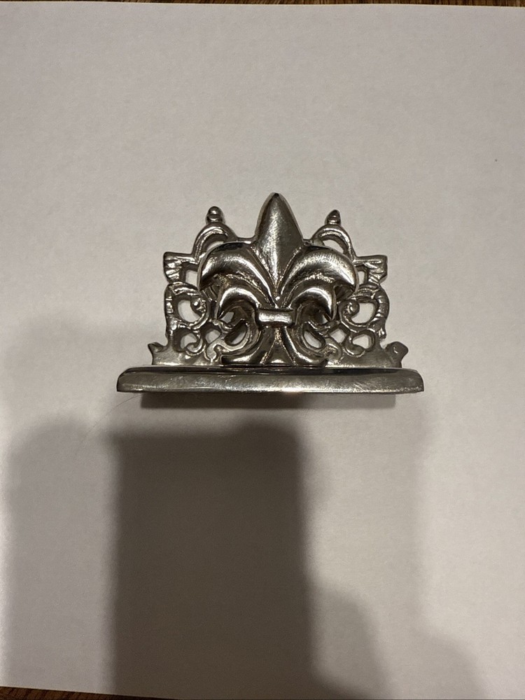 Vintage French Fleur De Lis Silver Plated Card Holder