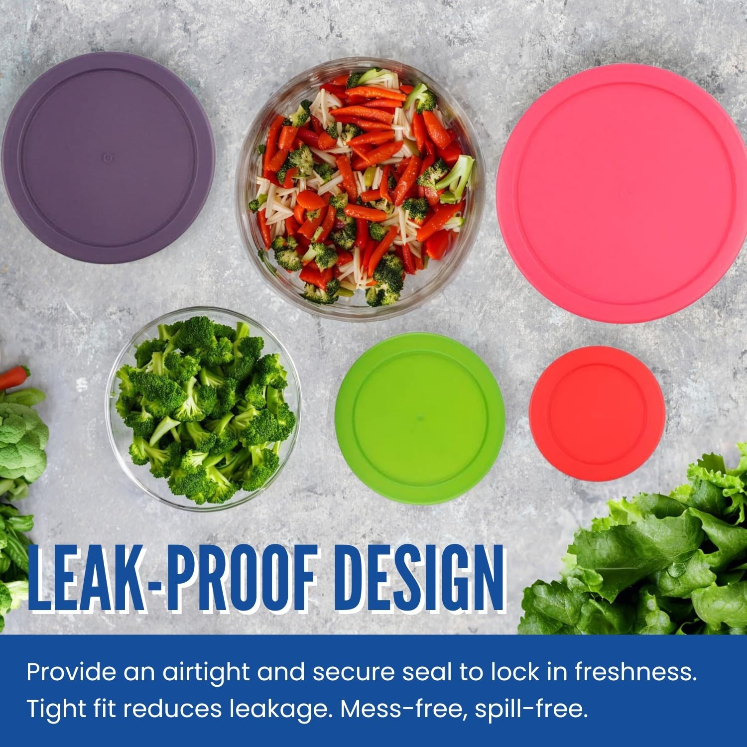 Replacement Lids for Pyrex Glass Containers 1-Cup 2-Cup 4-Cup 7 Cup Round 9pcs