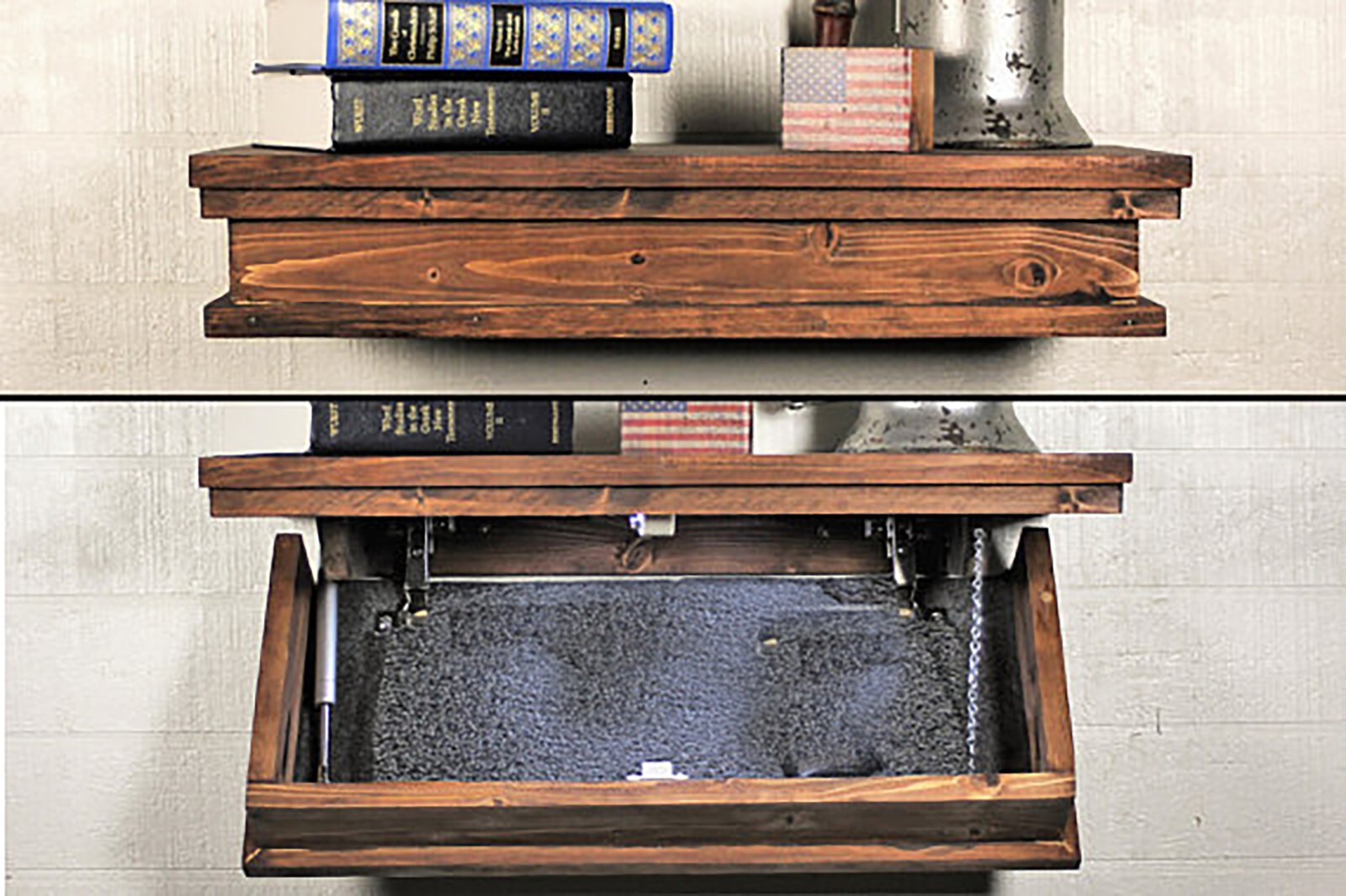 Floating Shelf with Hidden Gun Storage, shelf with Hidden Compartment