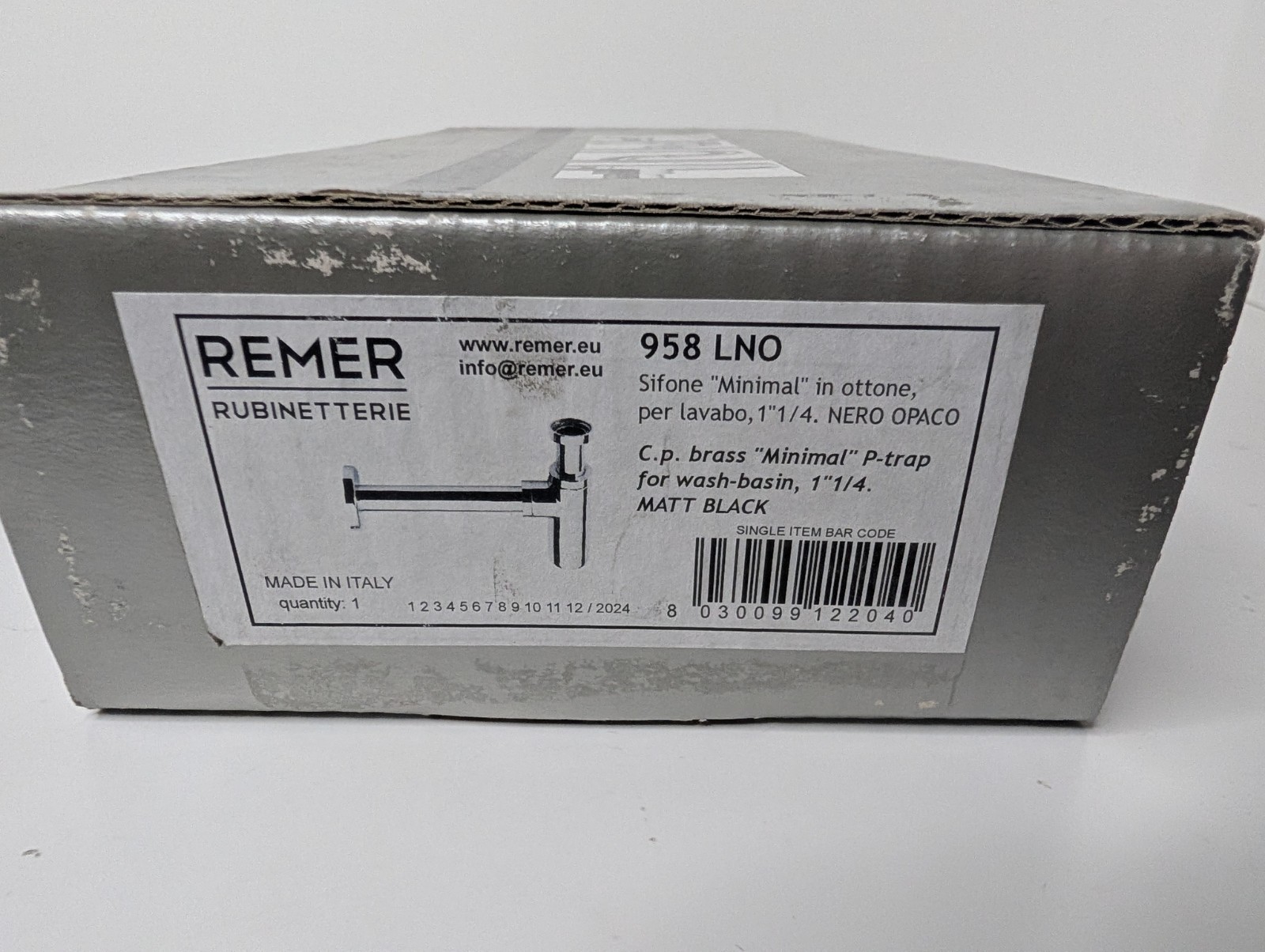 Nameeks Remer 958L-NO P-Trap with Round Flange, Matte Black