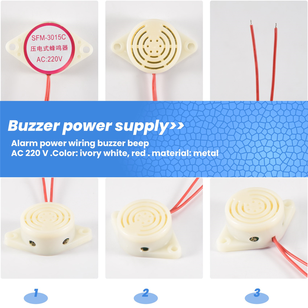 Power Source 2 Alarm Wheel Wired Buzzer AC 220V X4S81493-