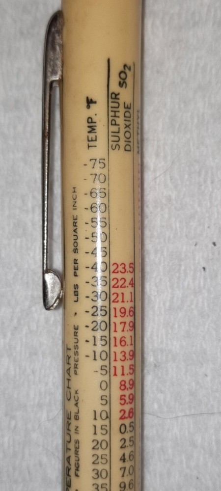 "AUTOPOINT*Pressure-Temperature Chart*Working Mech Pencil "Refrig. Equip. Co."