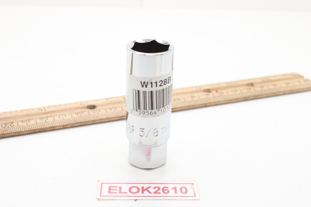 W1128B 3/8" Drive 5/8" SAE Chrome  Spark Plug Socket  w/Rubber Insert
