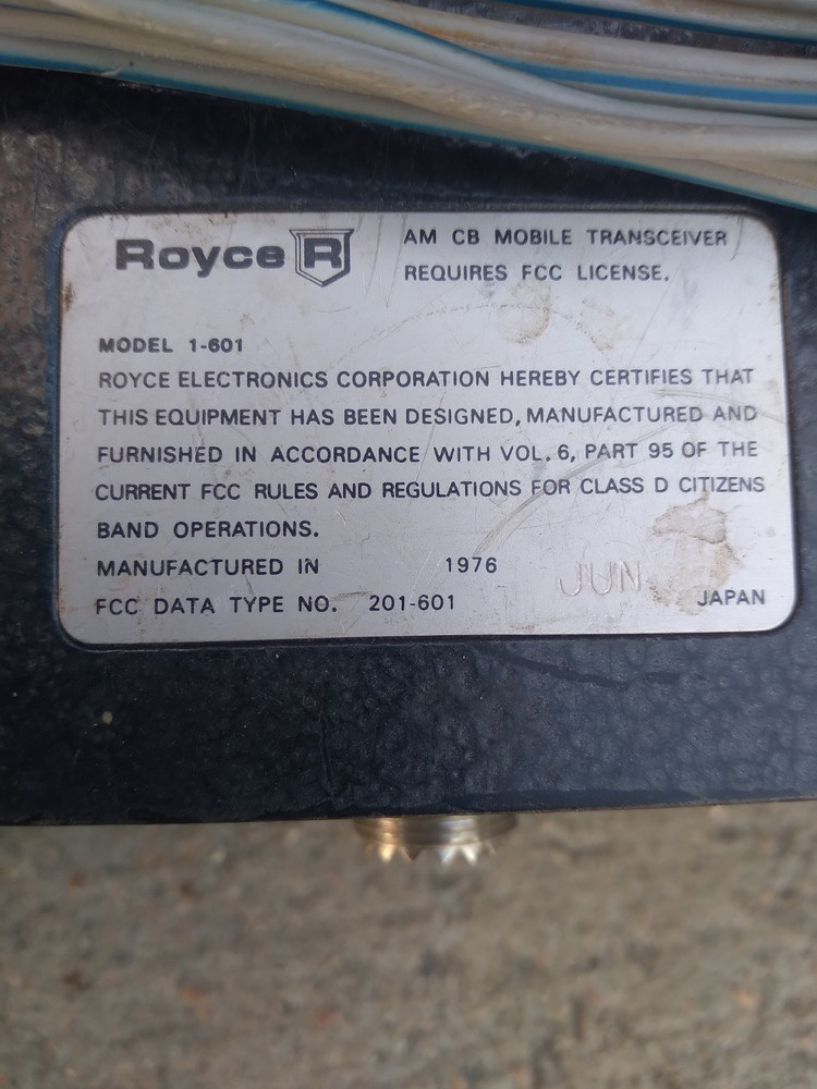 Vintage Royce AM CB Mobile Transceiver Model 1-601