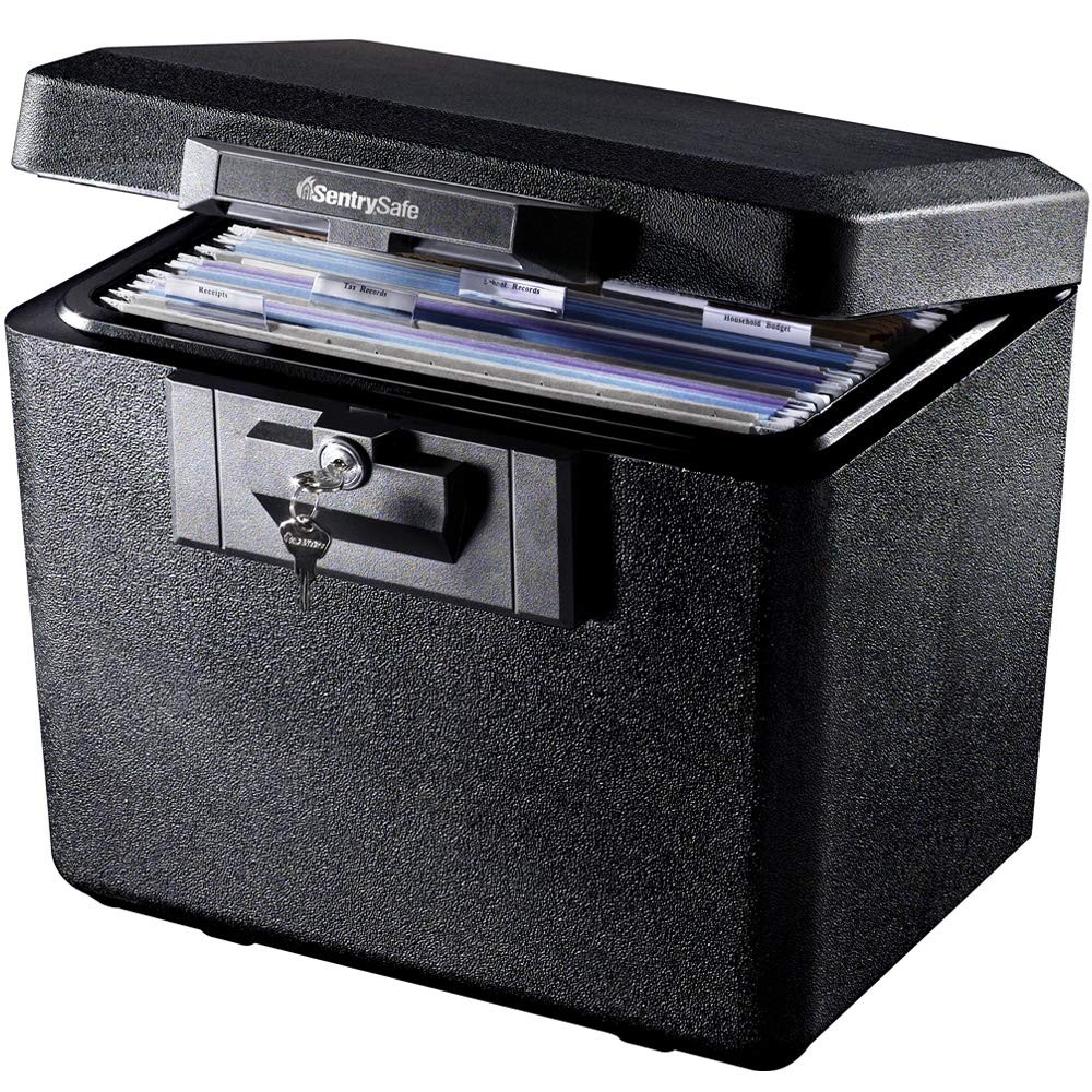 Fireproof Document Box with Key Lock - Secure Files for Home/Office 0.61 Cu Ft