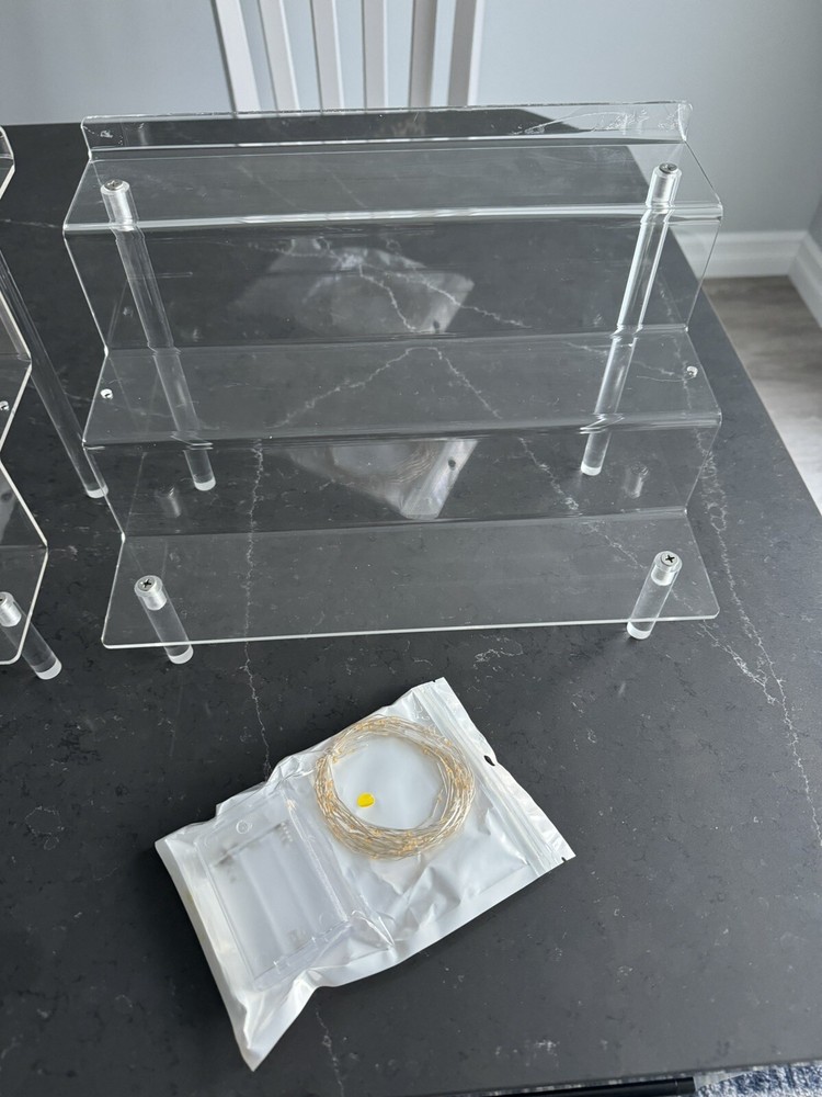 3 Acrylic Display Risers, Cupcake Stands with LED lighting
