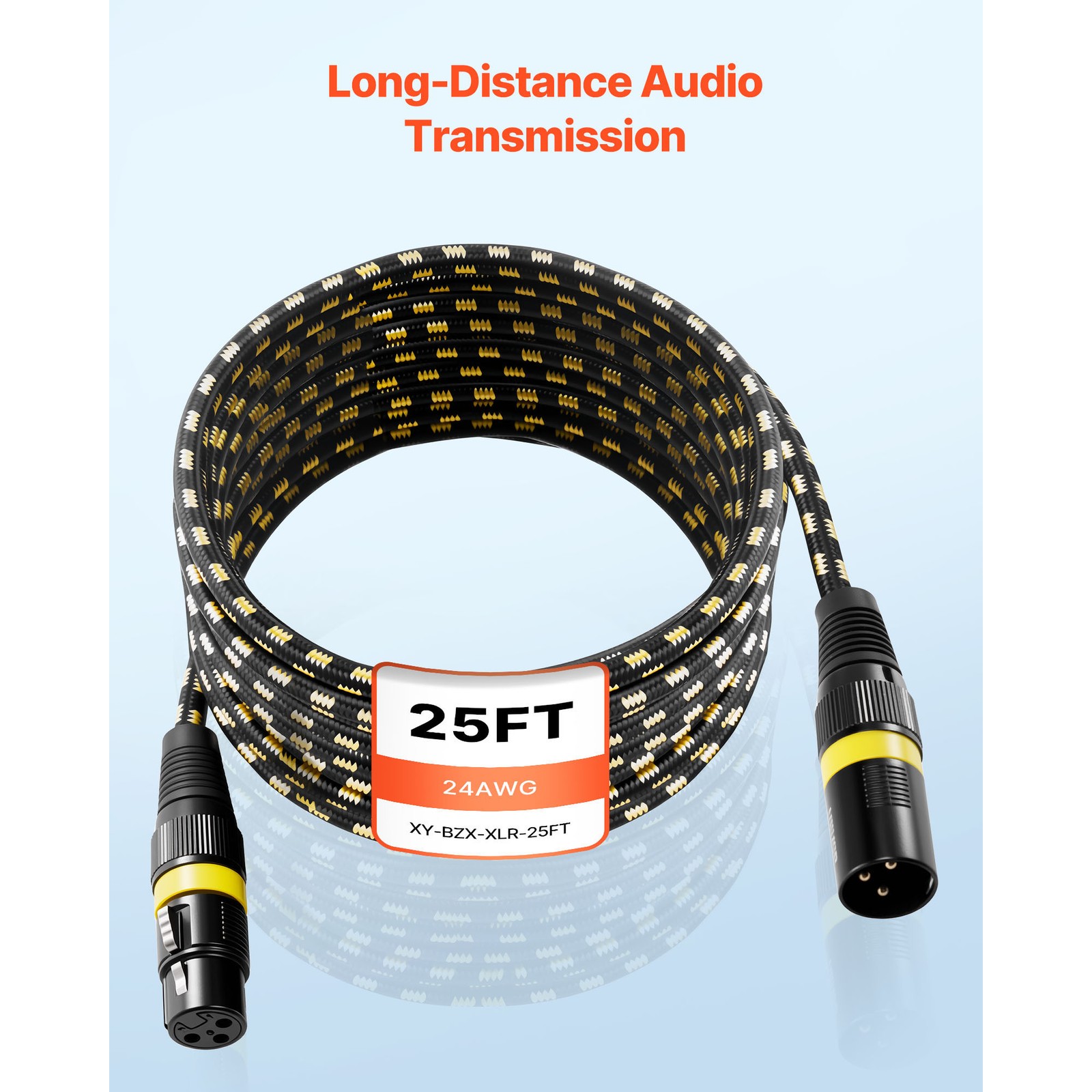 Uimoso 25 ft 6-Pack XLR Cables, Balanced 3-Pin Male to Female Microphone Cords