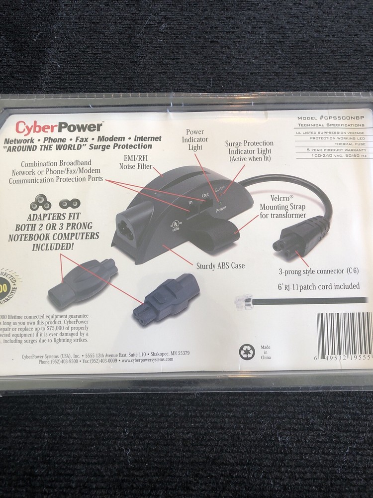 CyberPower CPS500NBP Notebook Surge Protector *New