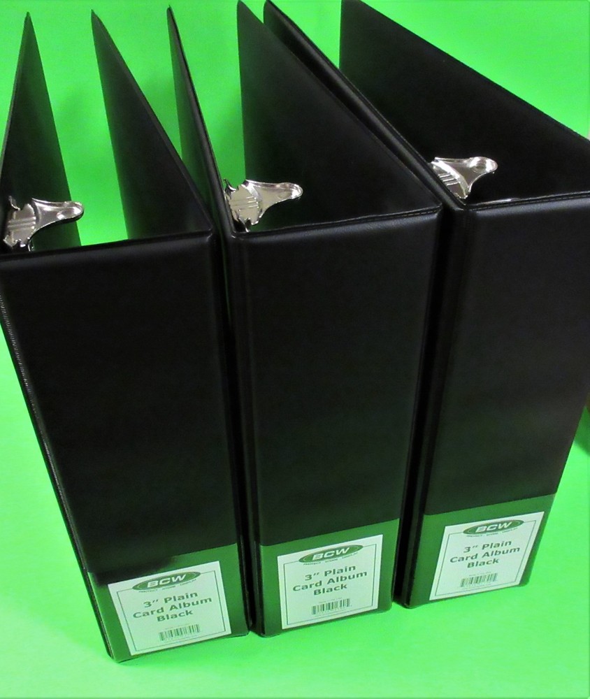 3 BCW 3" ALBUMS - PLAIN BLACK / 3 RING BINDER - HOLDS 90+ BCW PAGES EACH