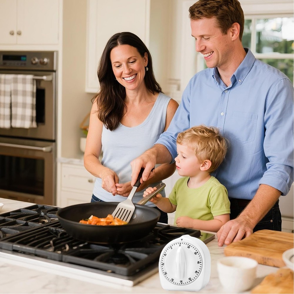 Cooking Timer for Elderly 60-Min Manual Wind Up Countdown Visual Baking
