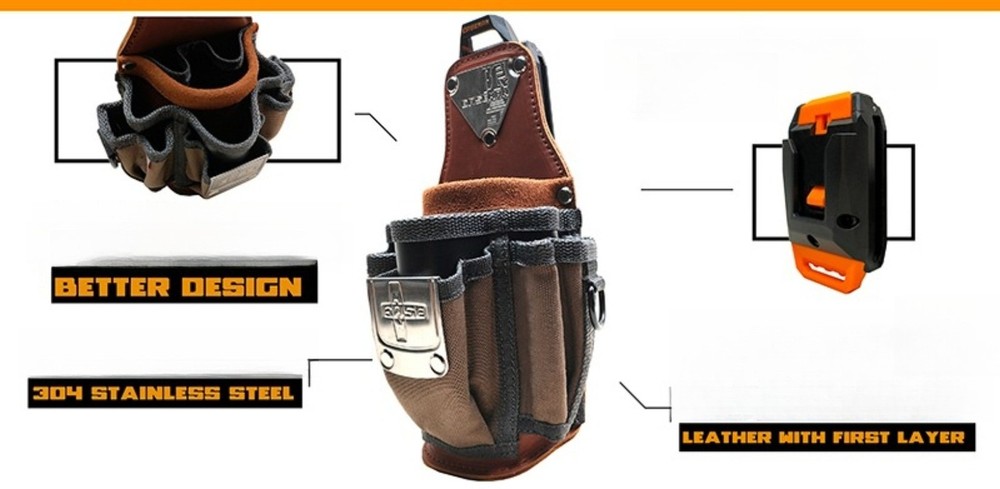 Compact Tool Pouch with Leather Pocket Pad