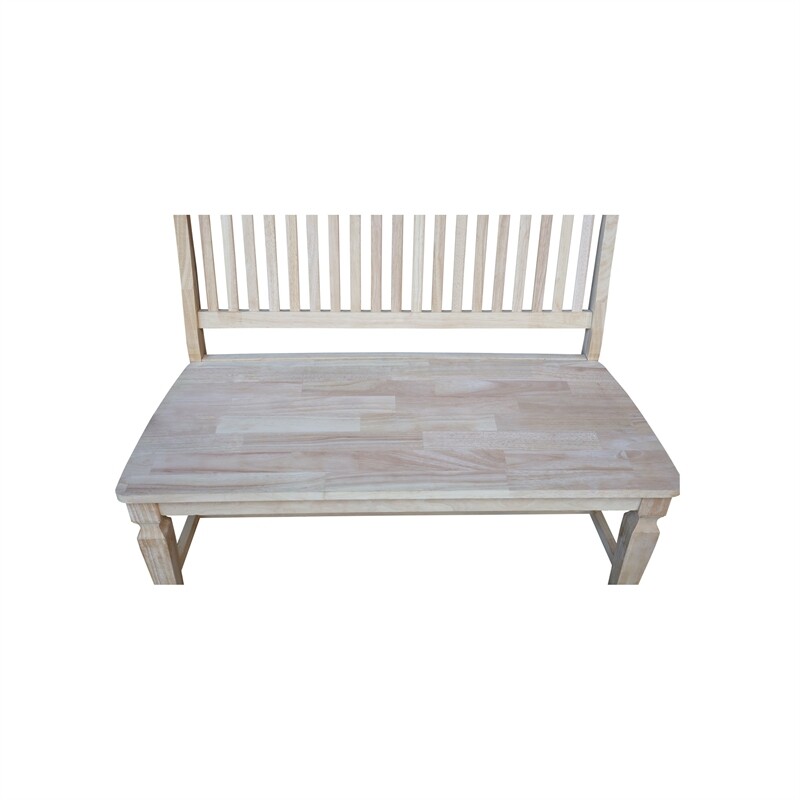 Vista Slat Back Solid Wood Bench - Unfinished