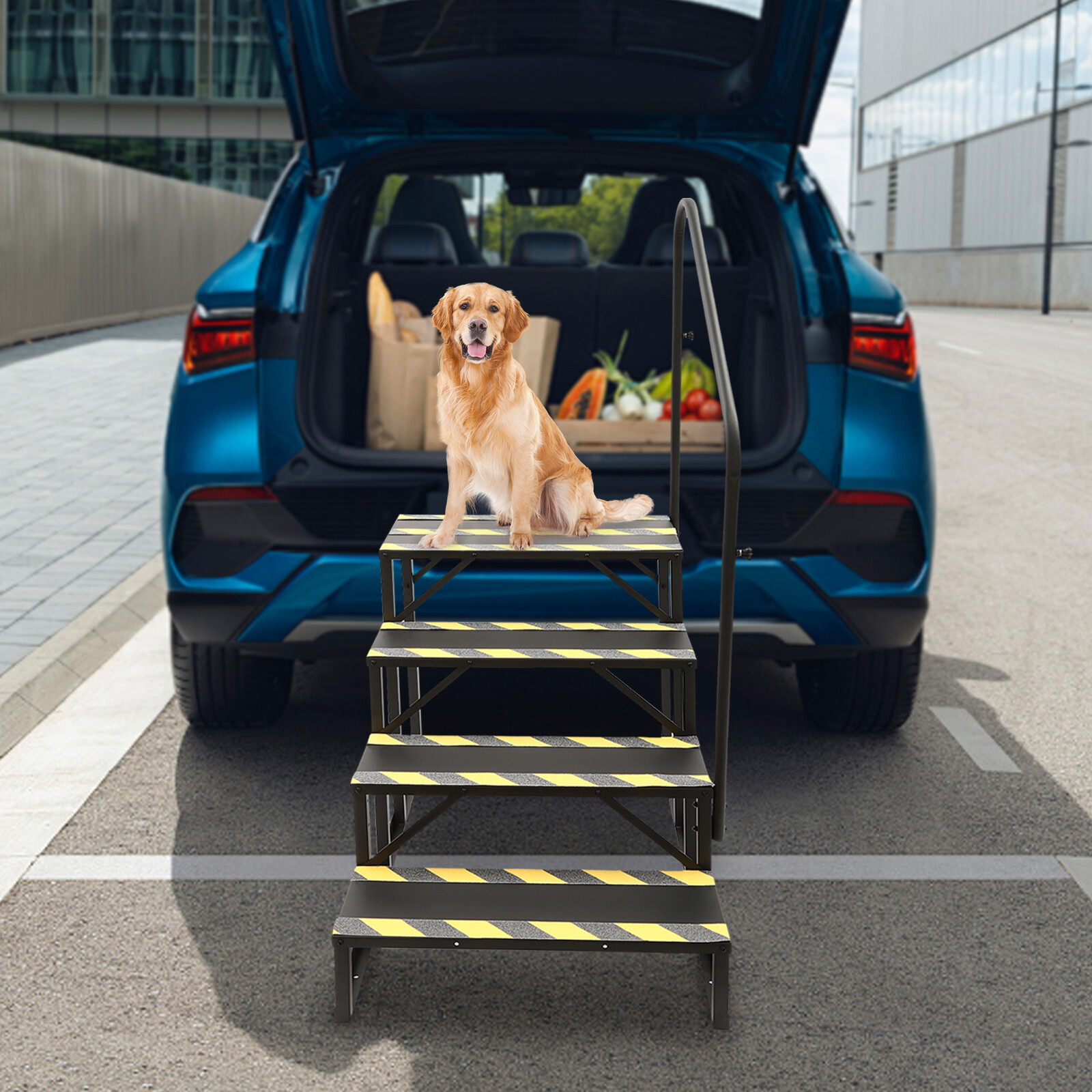 4-Steps Ladder W/ Handrails Swimming Pool Ladder Above Ground Stair Step Stool