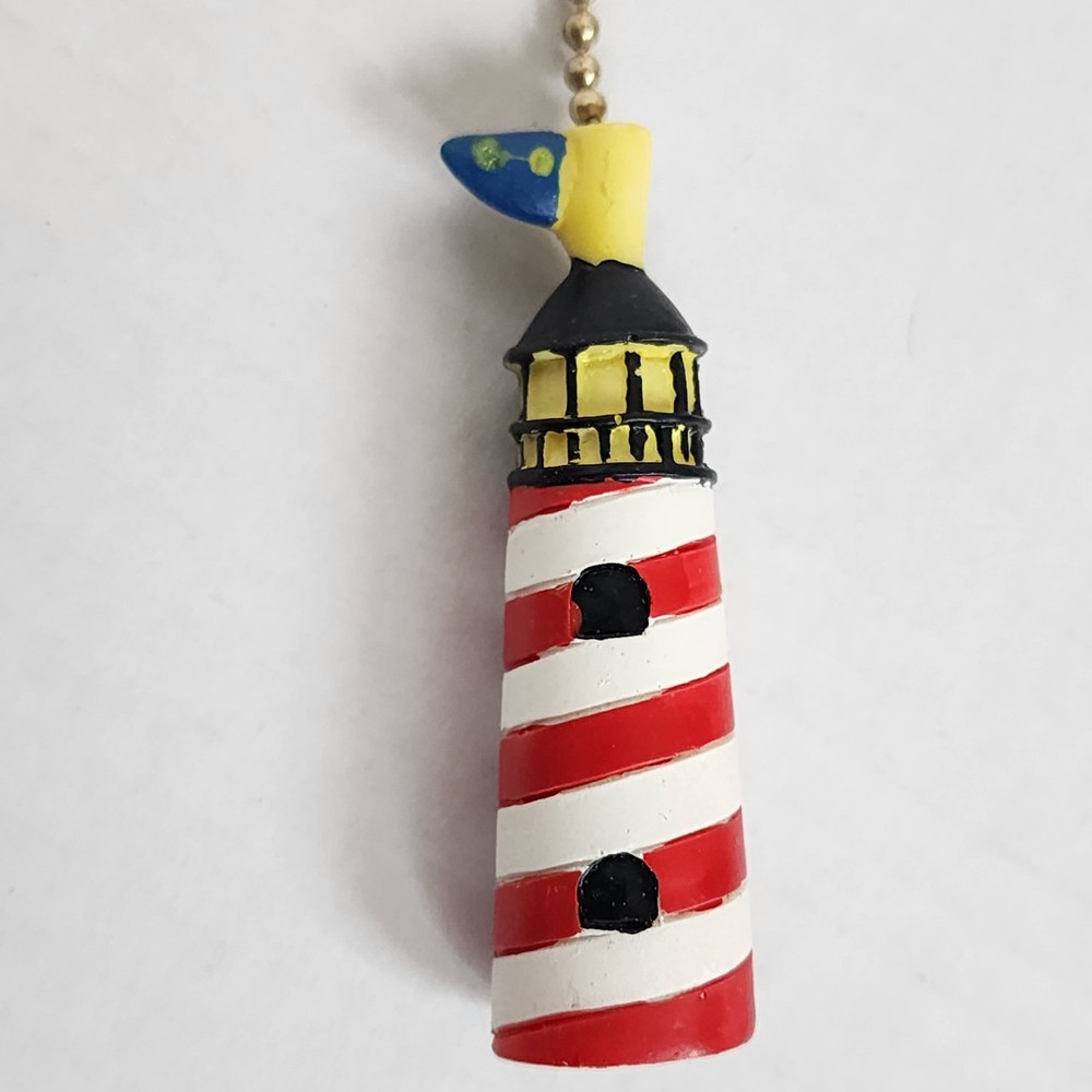 Striped Lighthouse Fan Pull Red White Yellow Carol Eldridge 8 Inch