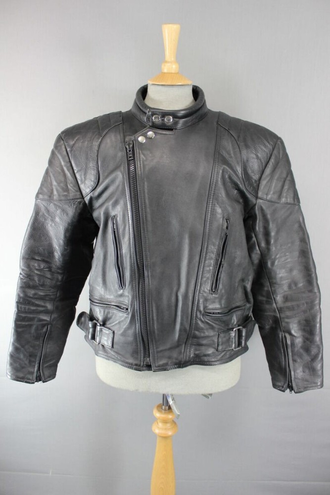 CLASSIC SPORTING GOODS BLACK LEATHER BIKER JACKET 40 INCH