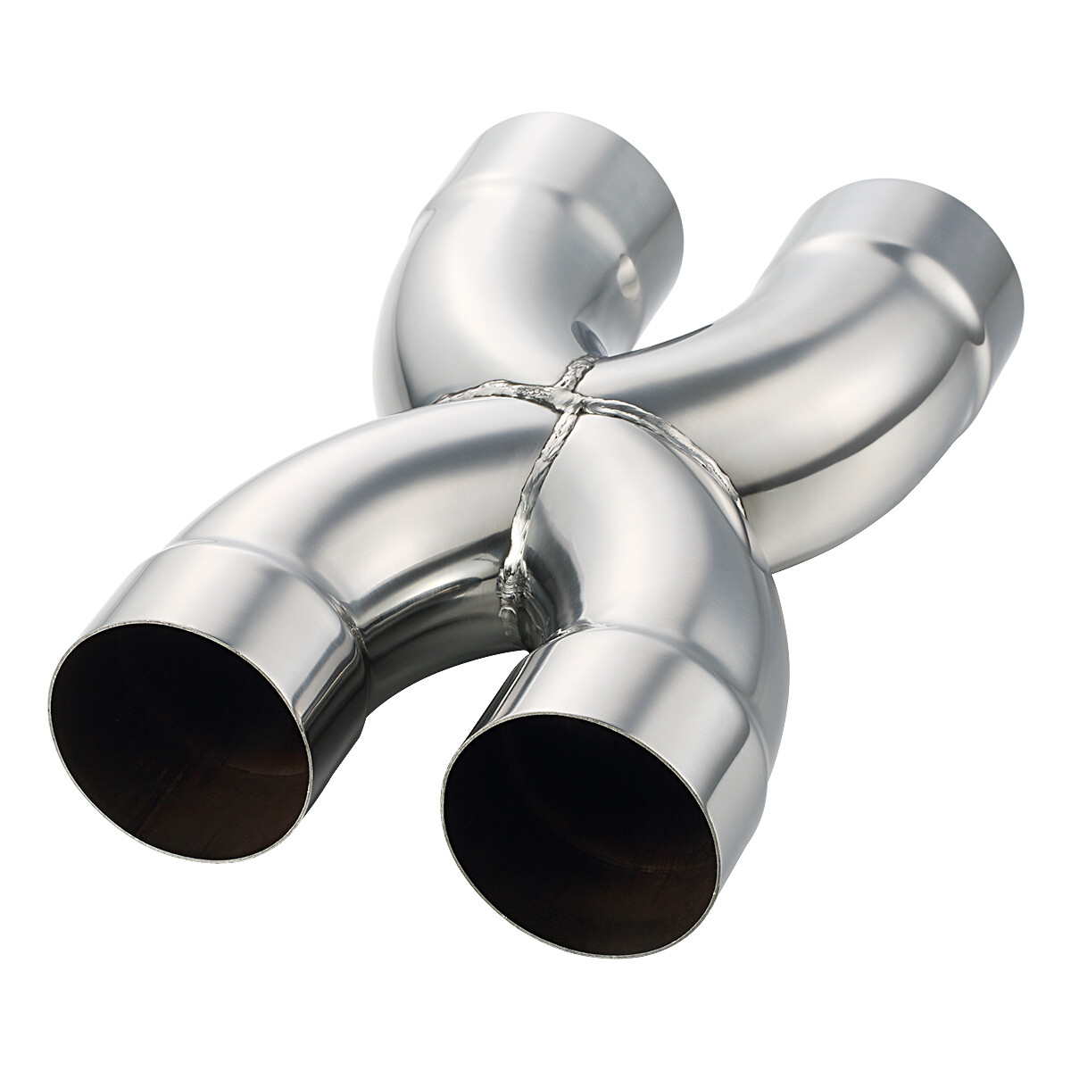Welded X Pipe 3" Dual Inlet/Outlet Polished Exhaust X Pipe Stainless Steel