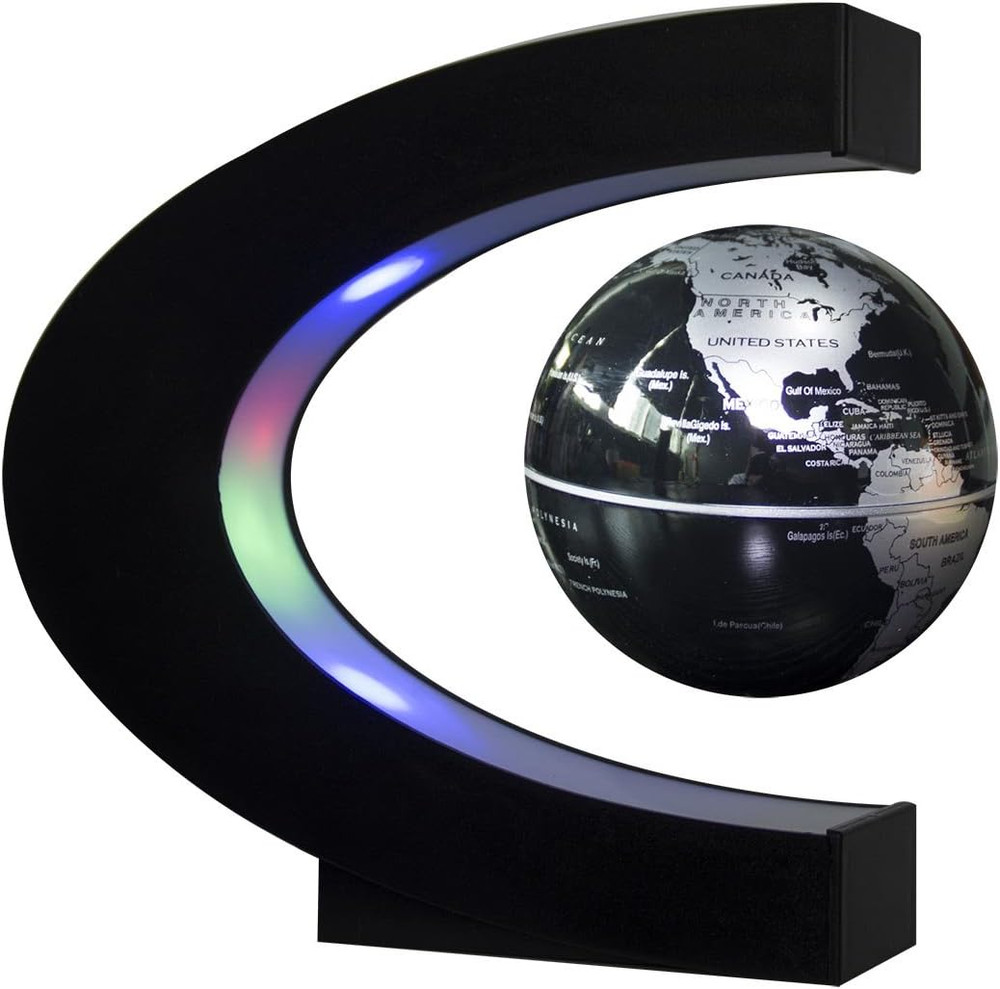 Floating Globe with LED Lights C Shape Magnetic Levitation Floating Globe Wor...